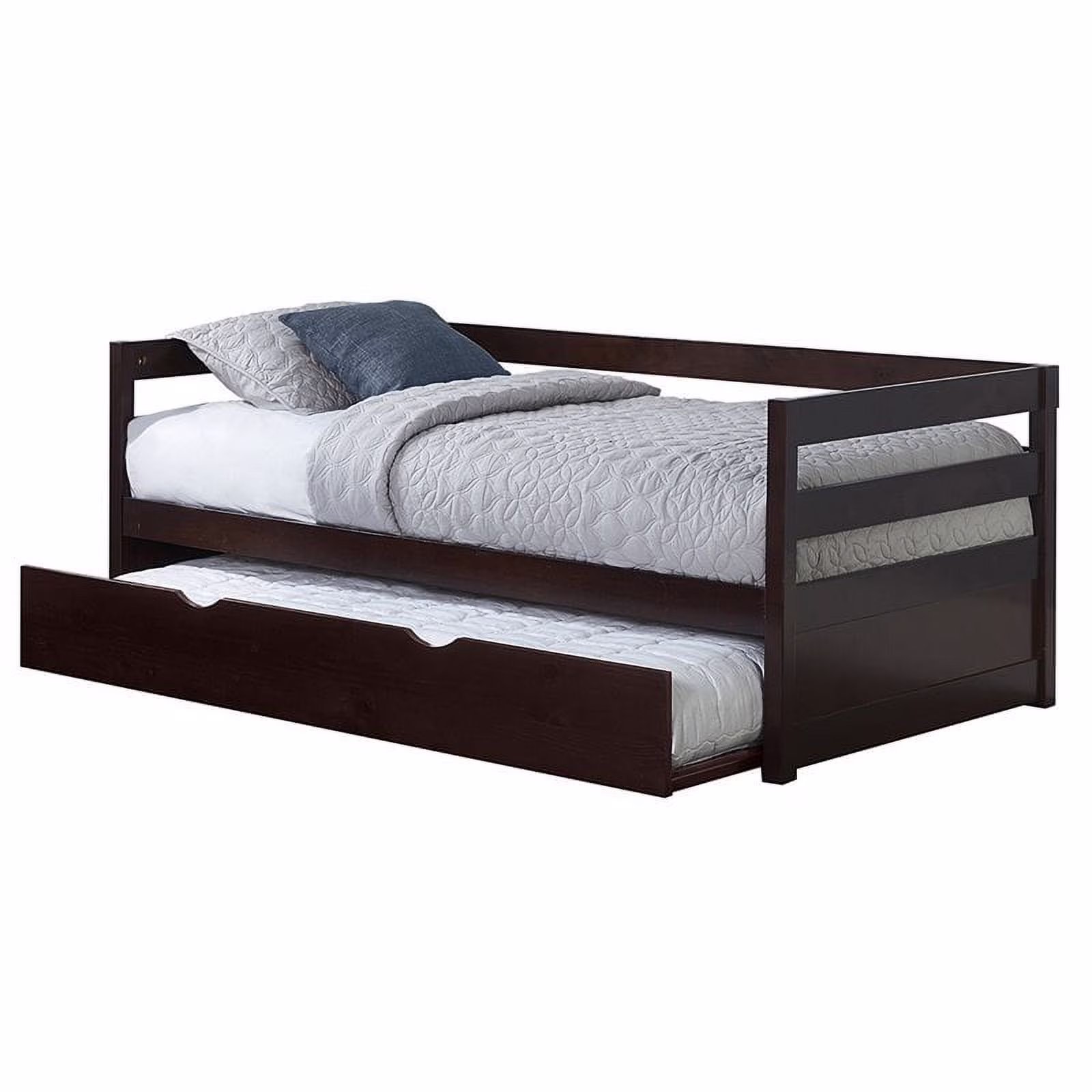 Rosebery Kids Modern Caspain Daybed with Trundle in Chocolate