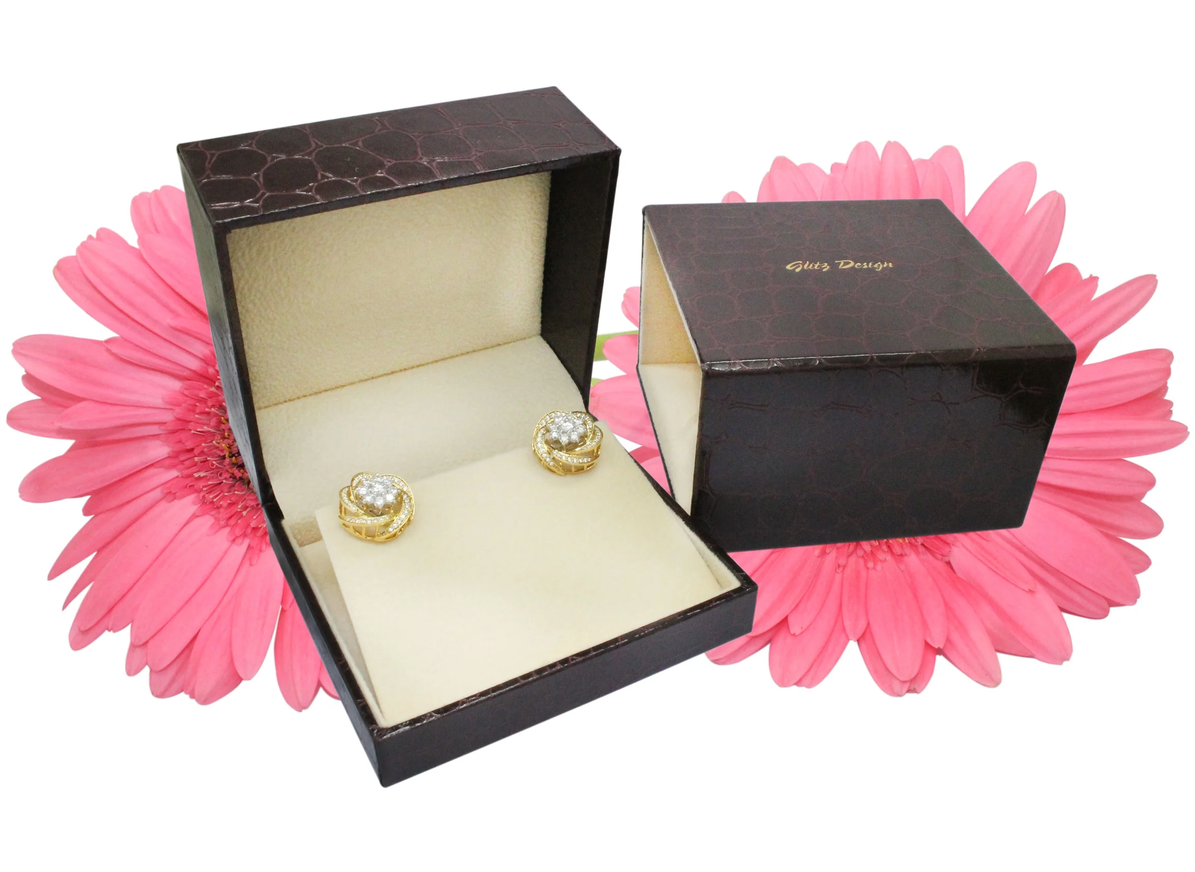 14K White Gold Diamond Dangling Earrings Kite Shape Halo Studs Screw Back ( G , SI )