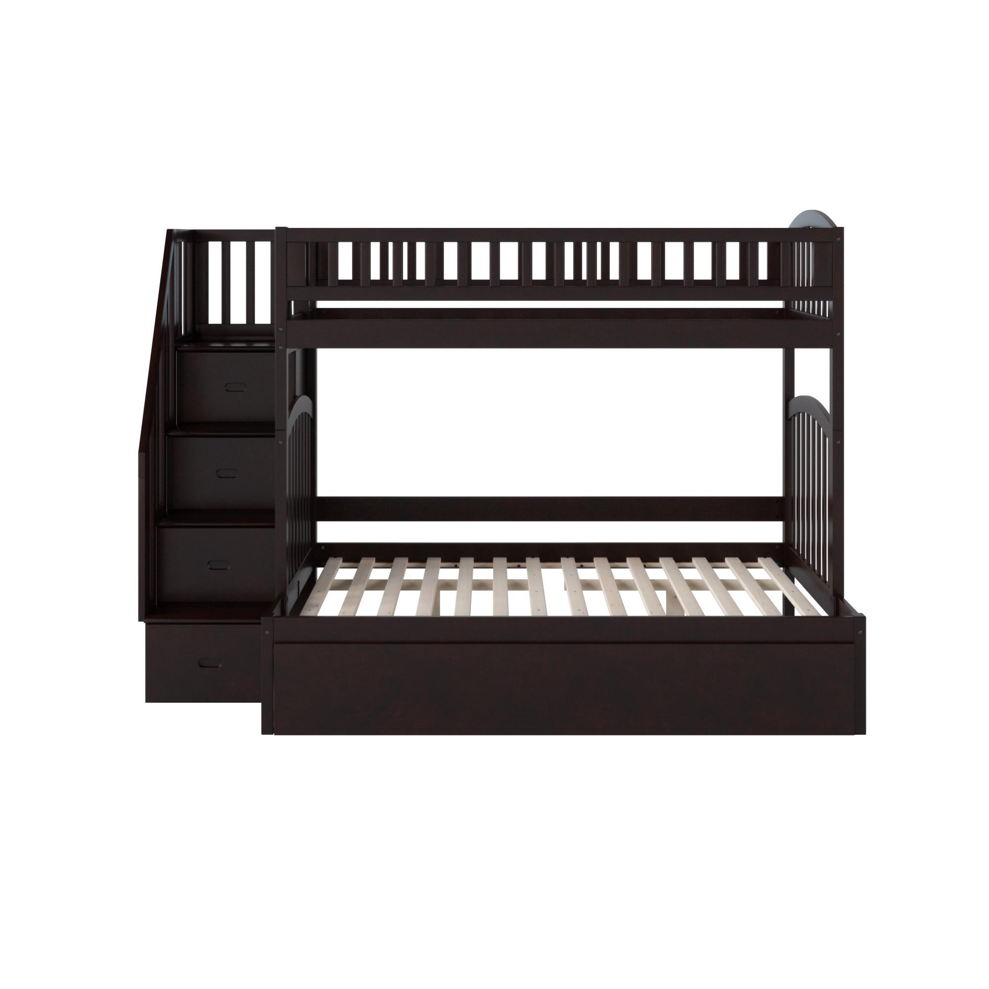 Westbrook Staircase Bunk Twin over Full with Twin Size Urban Trundle Bed in Espresso
