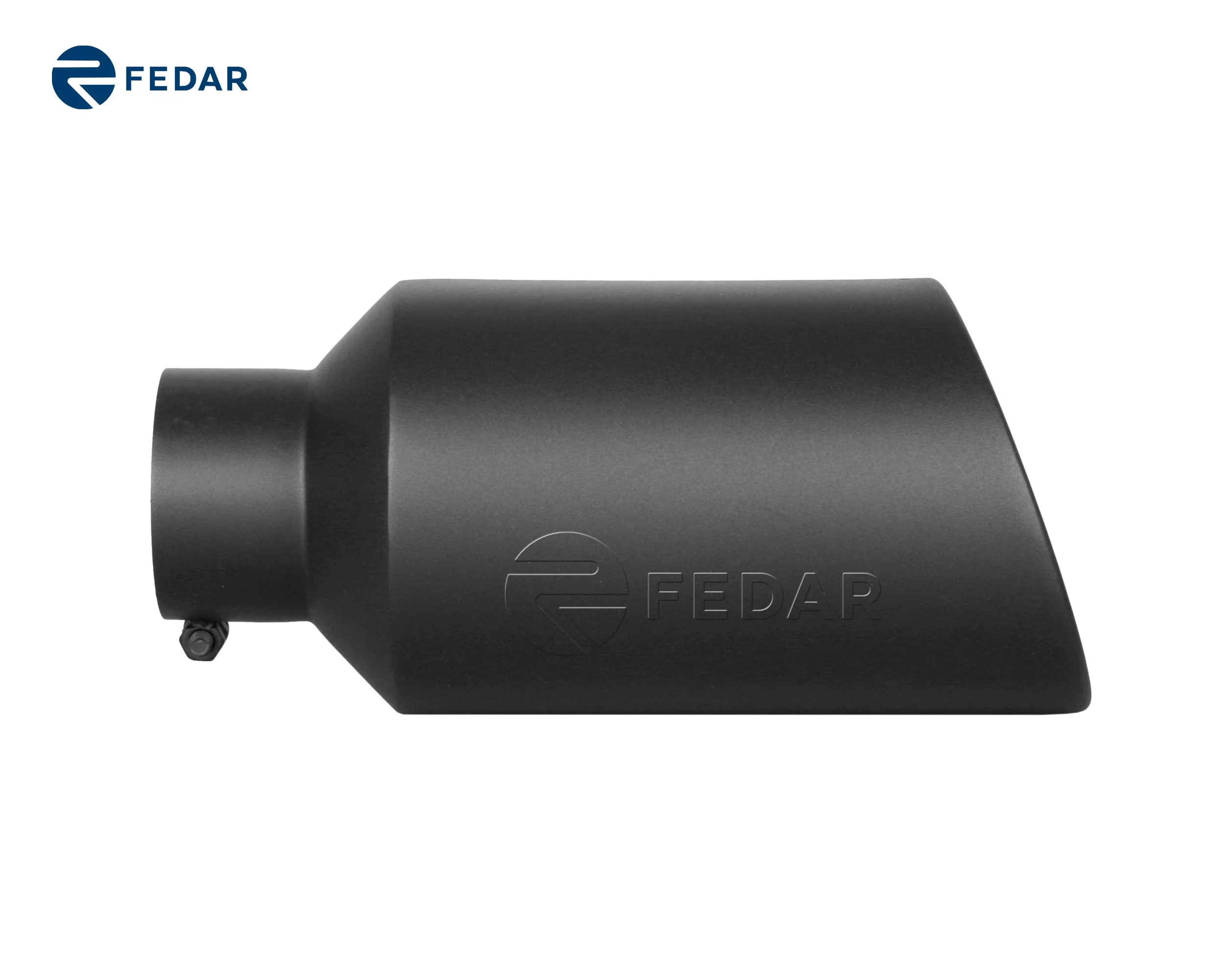 Fedar Black Inlet 4 Outlet 7 Rolled End Angle Cut Truck Exhaust Tip Tail Pipe Tailpipe