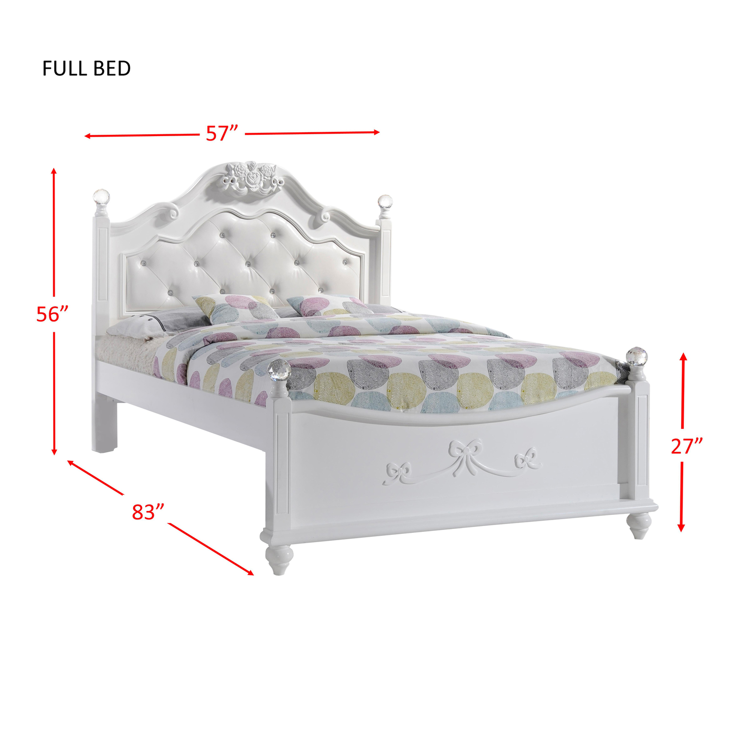 Picket House Furnishings Annie 3 Piece Full Bedroom Set in White