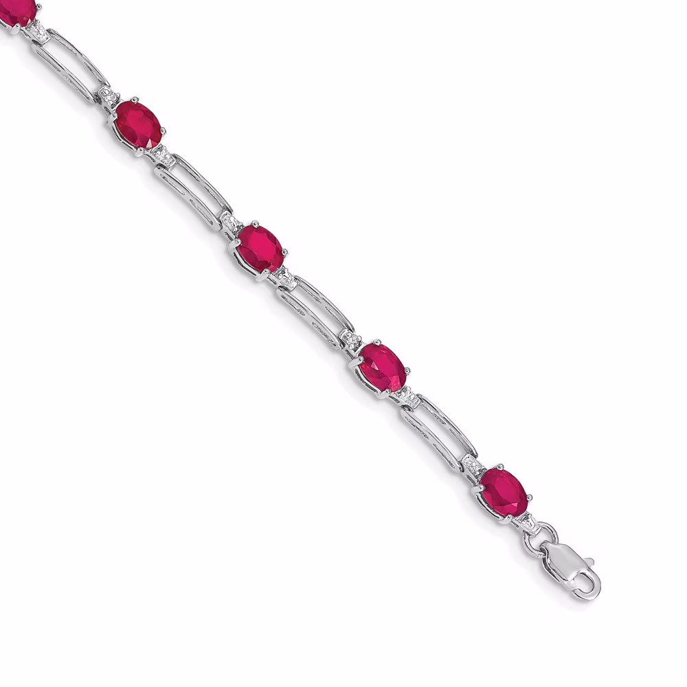14k White Gold Diamond and Ruby Bracelet QBM4489-RU-005-WA