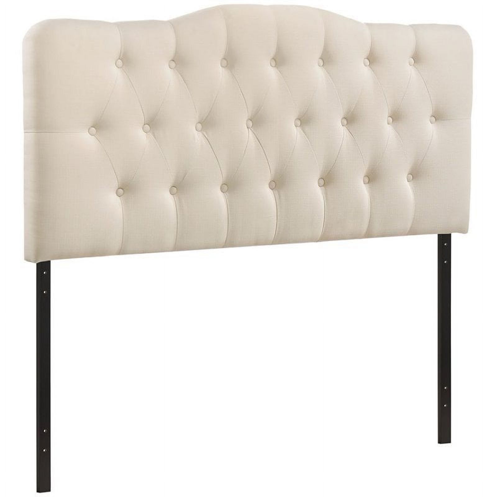 Roseberry Kids Modern Fabric Queen Tufted Panel Headboard in White