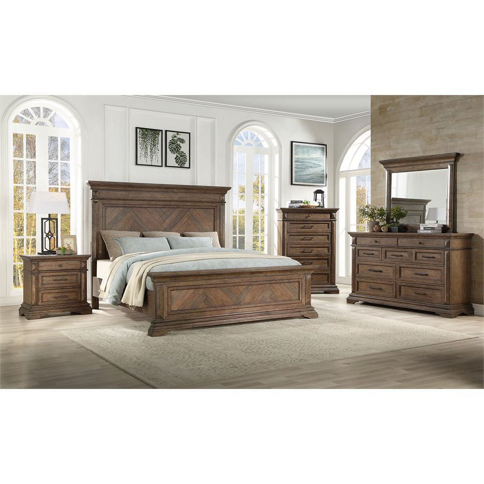 New Classic Furniture Mar Vista 5/0 Solid Wood Queen Bed in Brushed Walnut