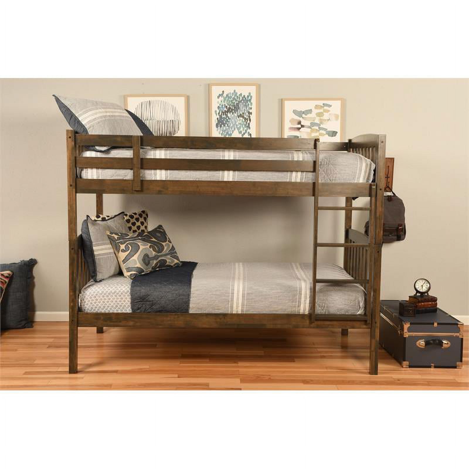 Kodiak Furniture Claire Twin/Twin Bunk Solid Wood Bed in Rustic Walnut