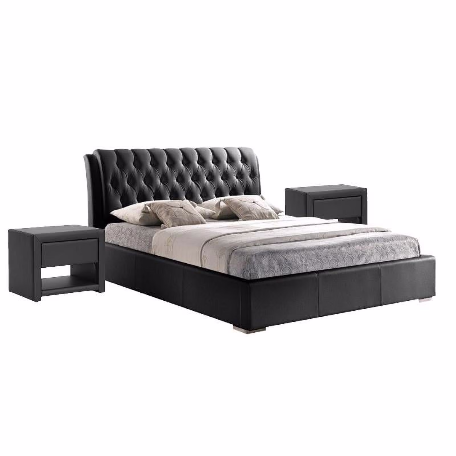 3 Piece Queen Platform Bedroom Set in Black