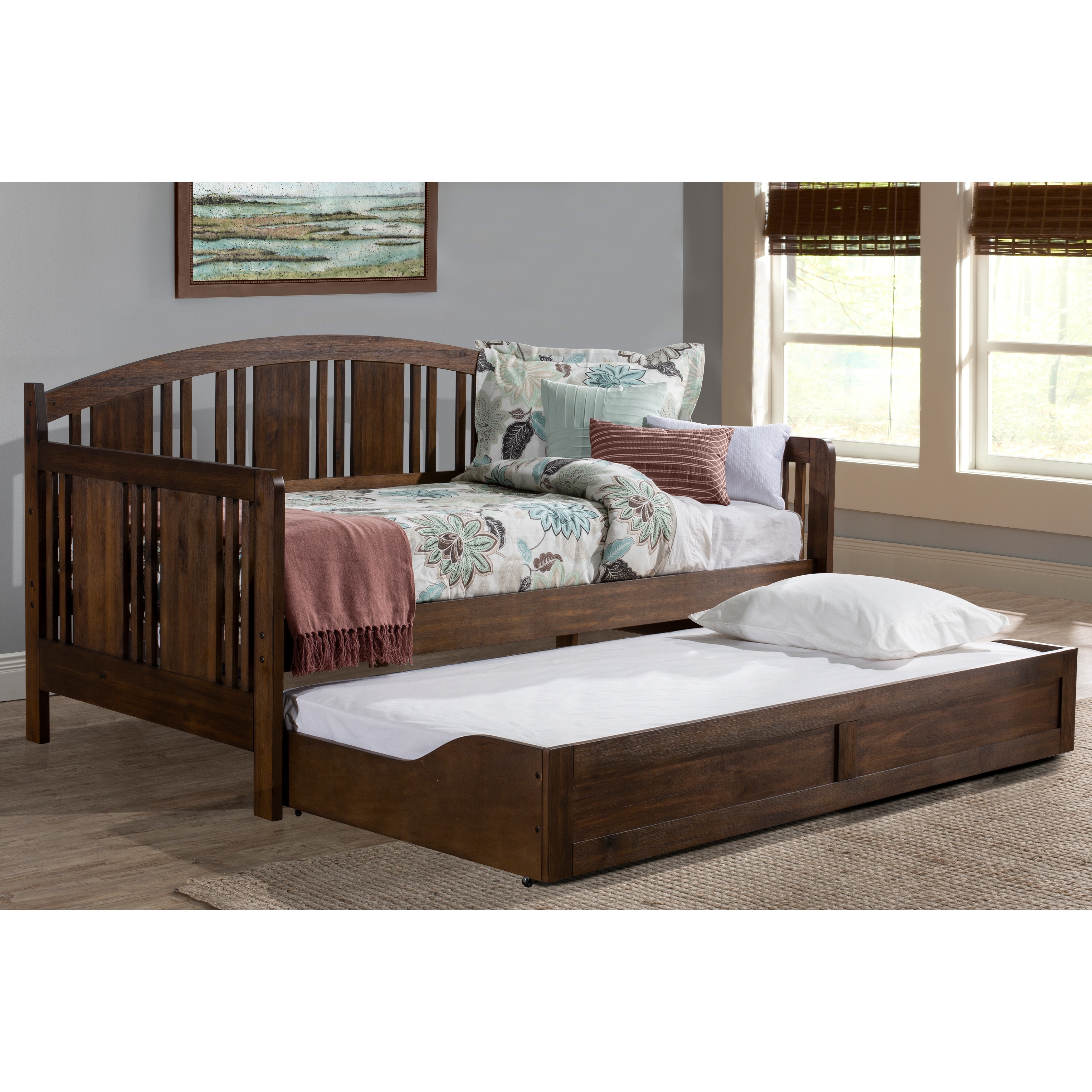 Hillsdale Furniture Dana Transitional Acacia Wood with Trundle Daybed, Twin, Brushed Acacia