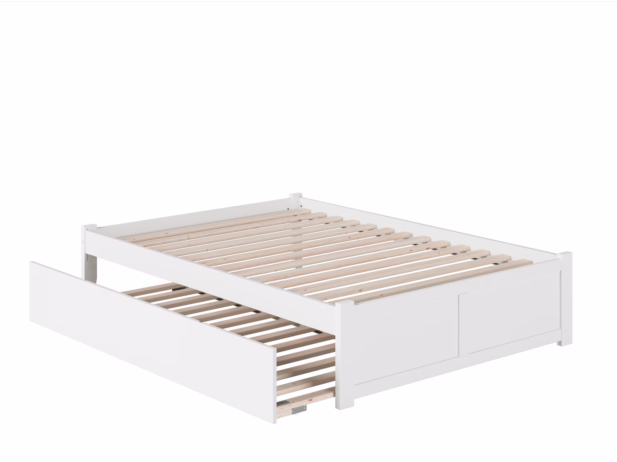 AFI Concord Full Solid Wood Platform Bed with Footboard & Twin Trundle in White