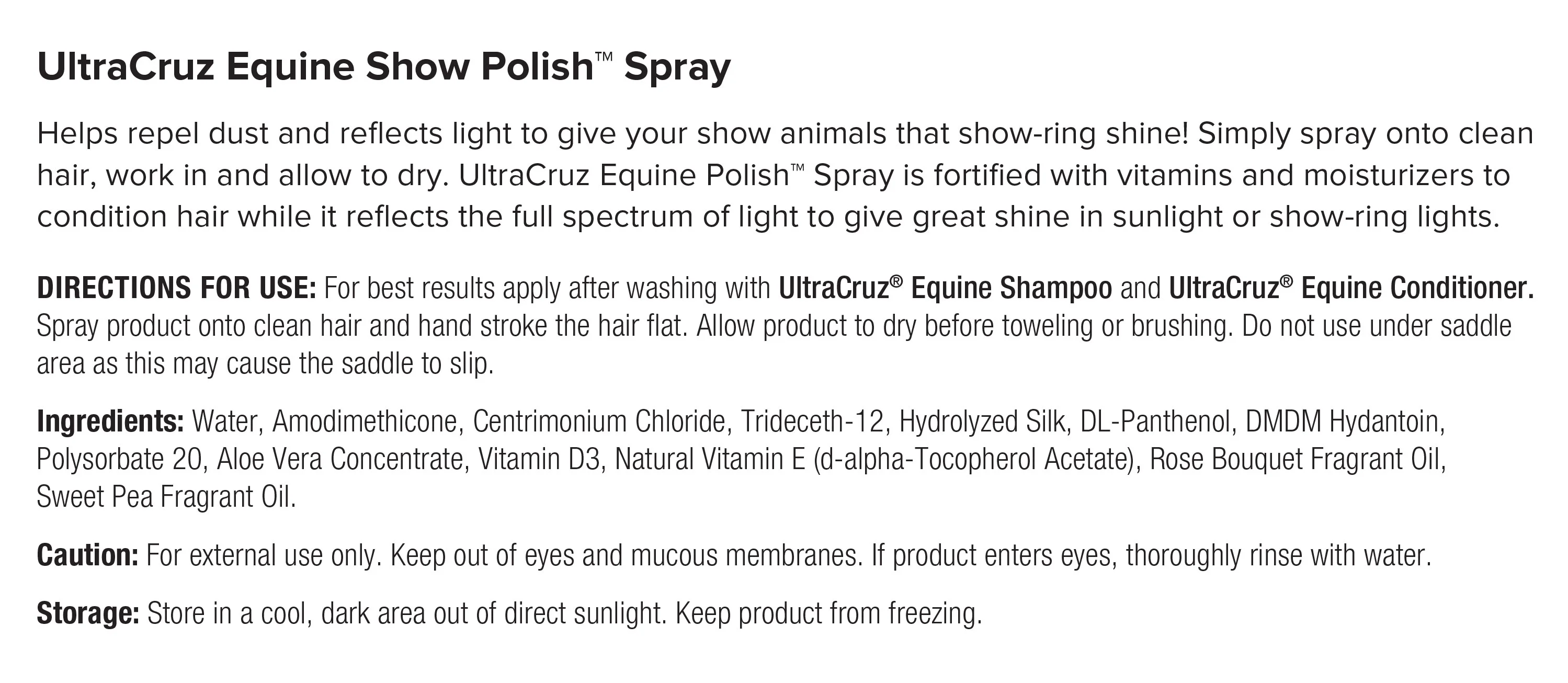 UltraCruz Equine Black Diamond Horse Shampoo, Conditioner and Show Polish Bundle, 32 oz Each