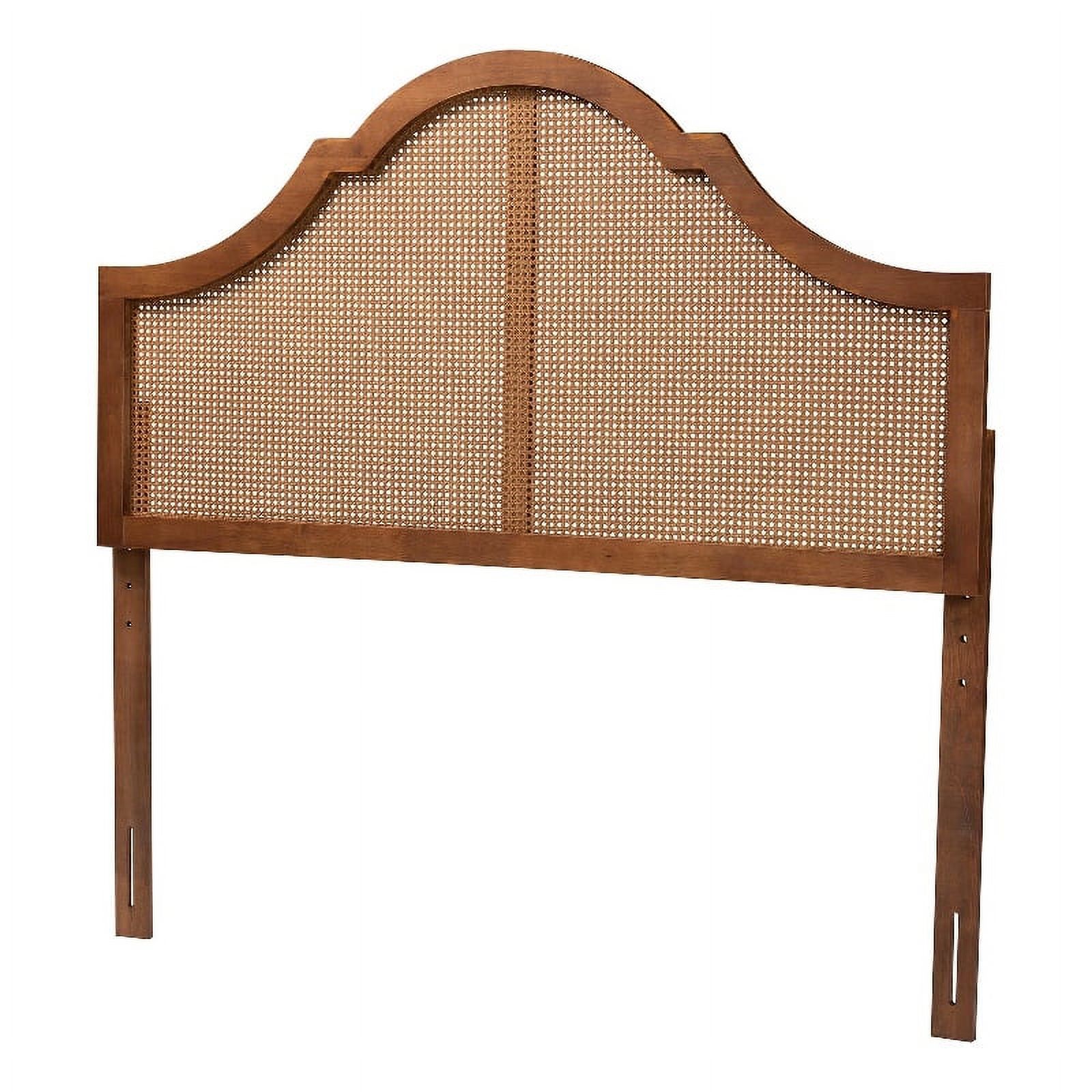 Pemberly Row Ash Walnut Finished Wood King Size Headboard with Rattan