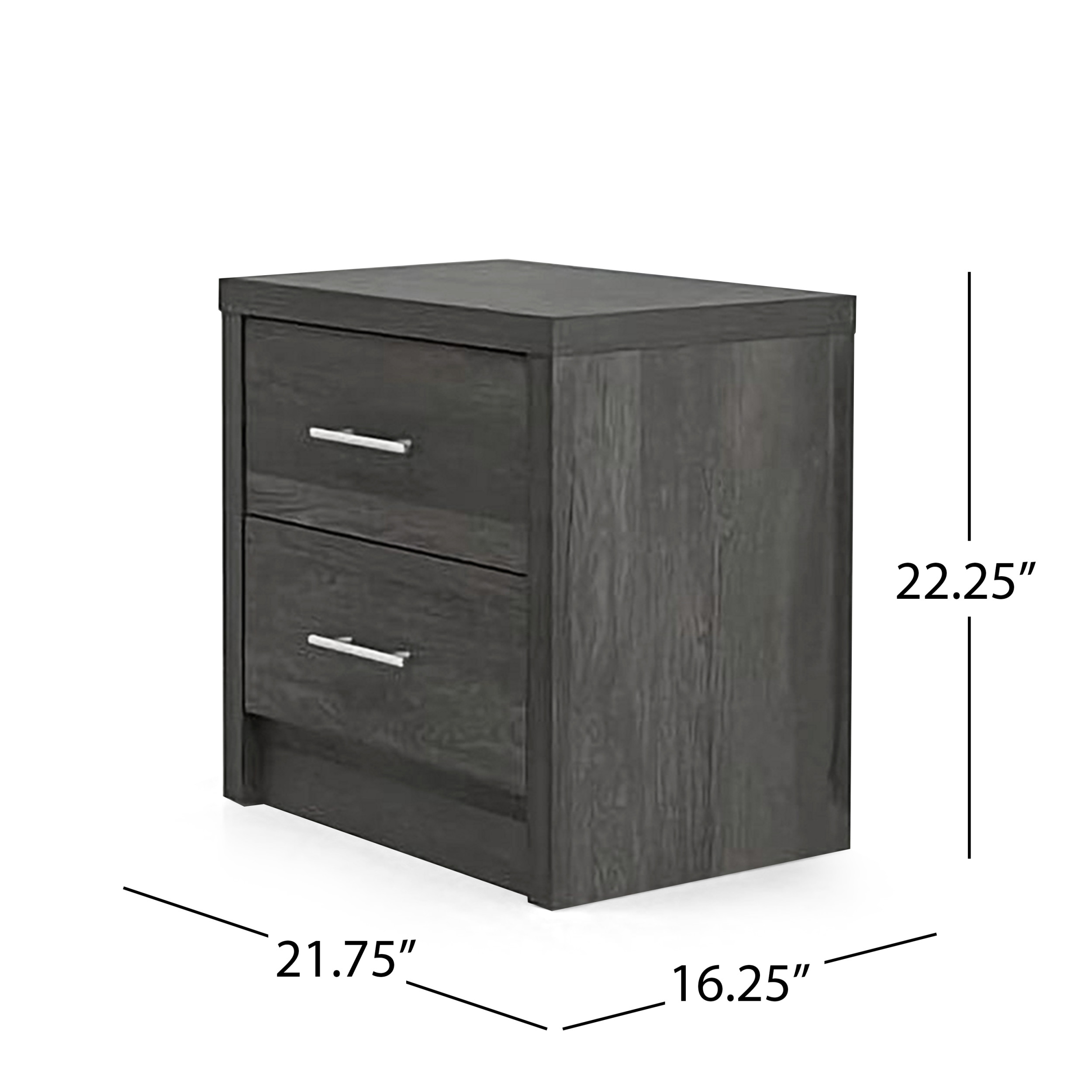 Noble House Alachua Faux Wood 3 Piece 3 Drawer Dresser and Nightstand Bedroom Set, Gray Maple