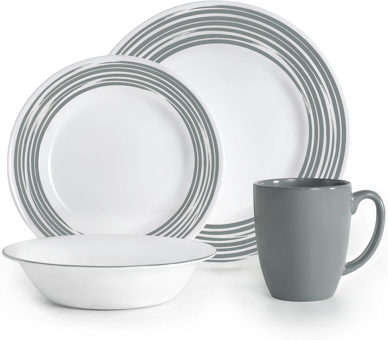 Boutique Brushed 16-Pc Dinnerware Set, Silver