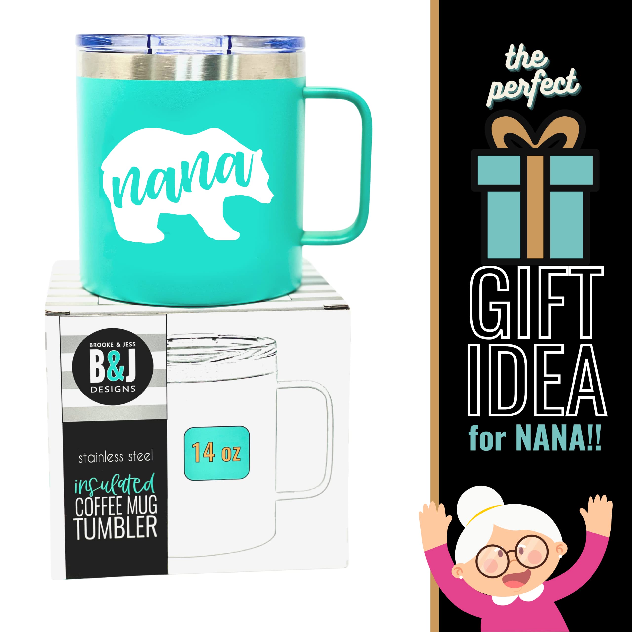 Nana Bear Teal 14 oz Camper Tumbler