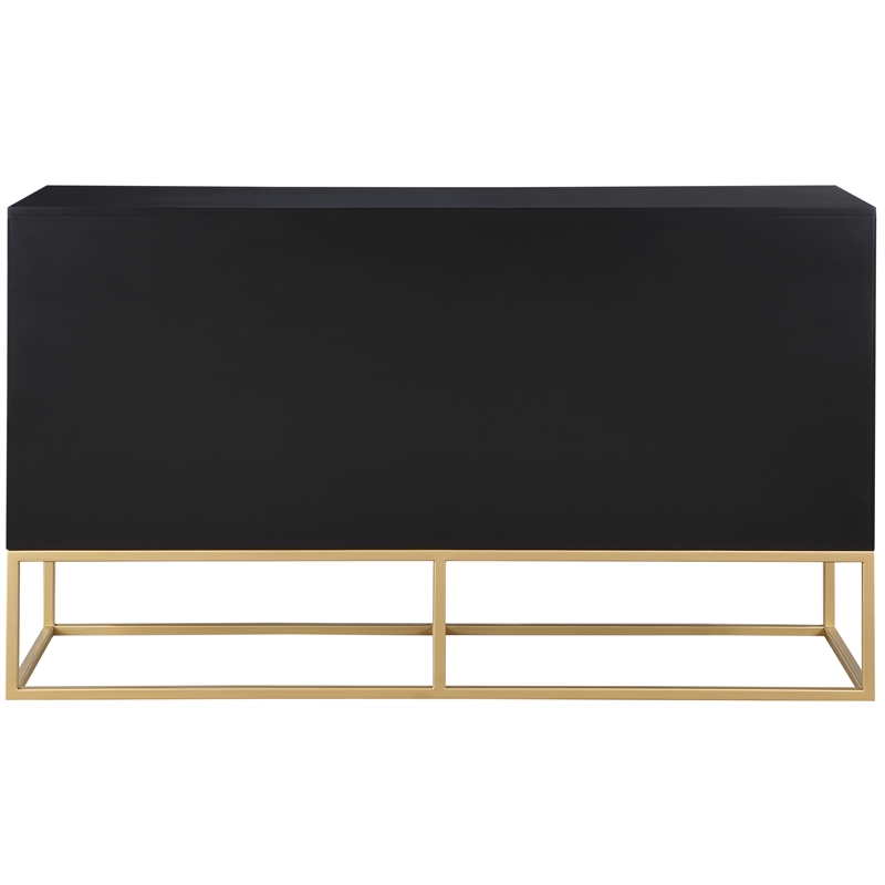 Meridian Furniture Maxine Black Dresser with Gold Metal Legs and Handle