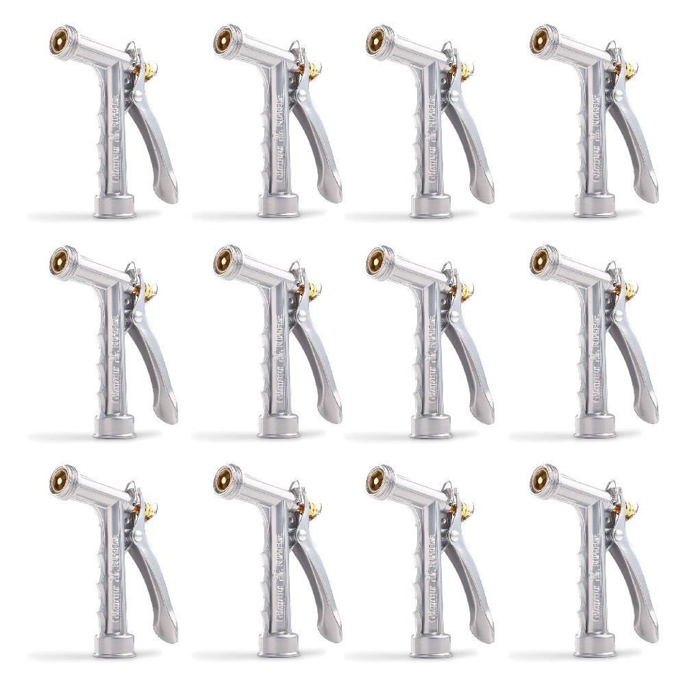 Gilmour Classic Hose Spray Watering Nozzle Threaded Front Metal Silver, 12-Pack