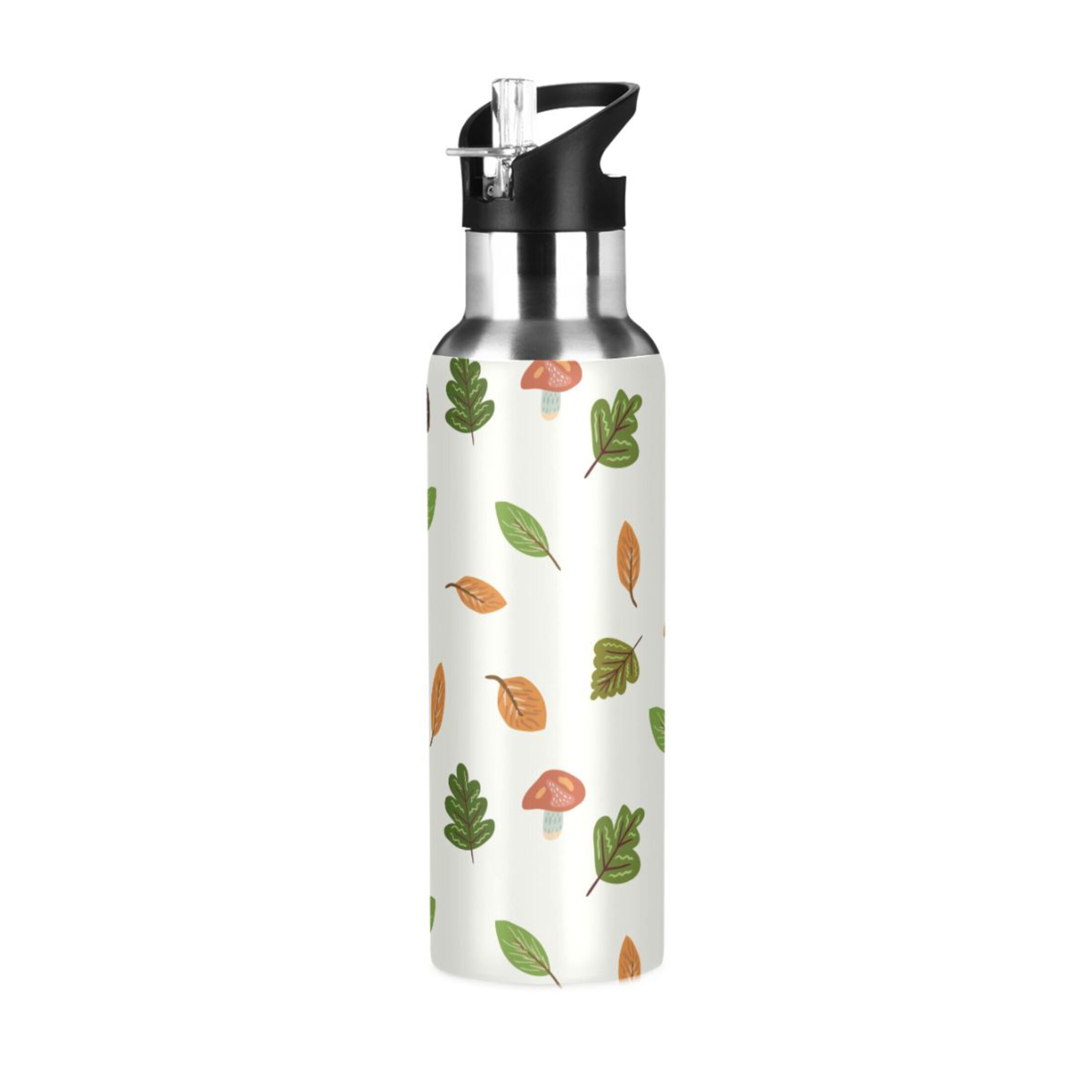 Mushrooms and Leaves Water Bottles Insulated Thermos Kids Stainless Steel Bottle with Straw Lid Flask Leakproof for Sports Gym 20 oz
