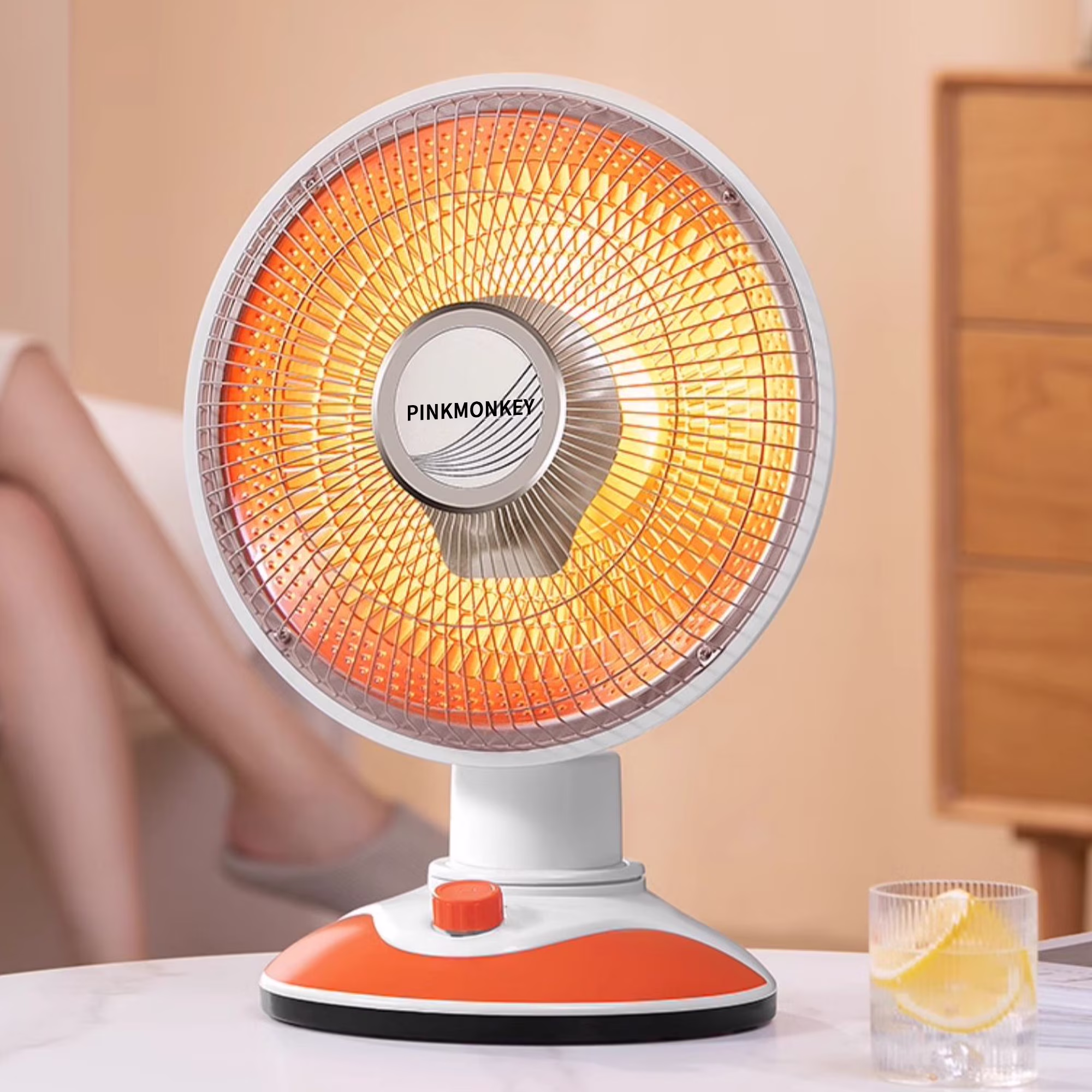 PINKMONKEY Portable Electric Space Heater with Thermostat, Safe and Quiet Ceramic Heater Fan for Office Room Desk Indoor Use