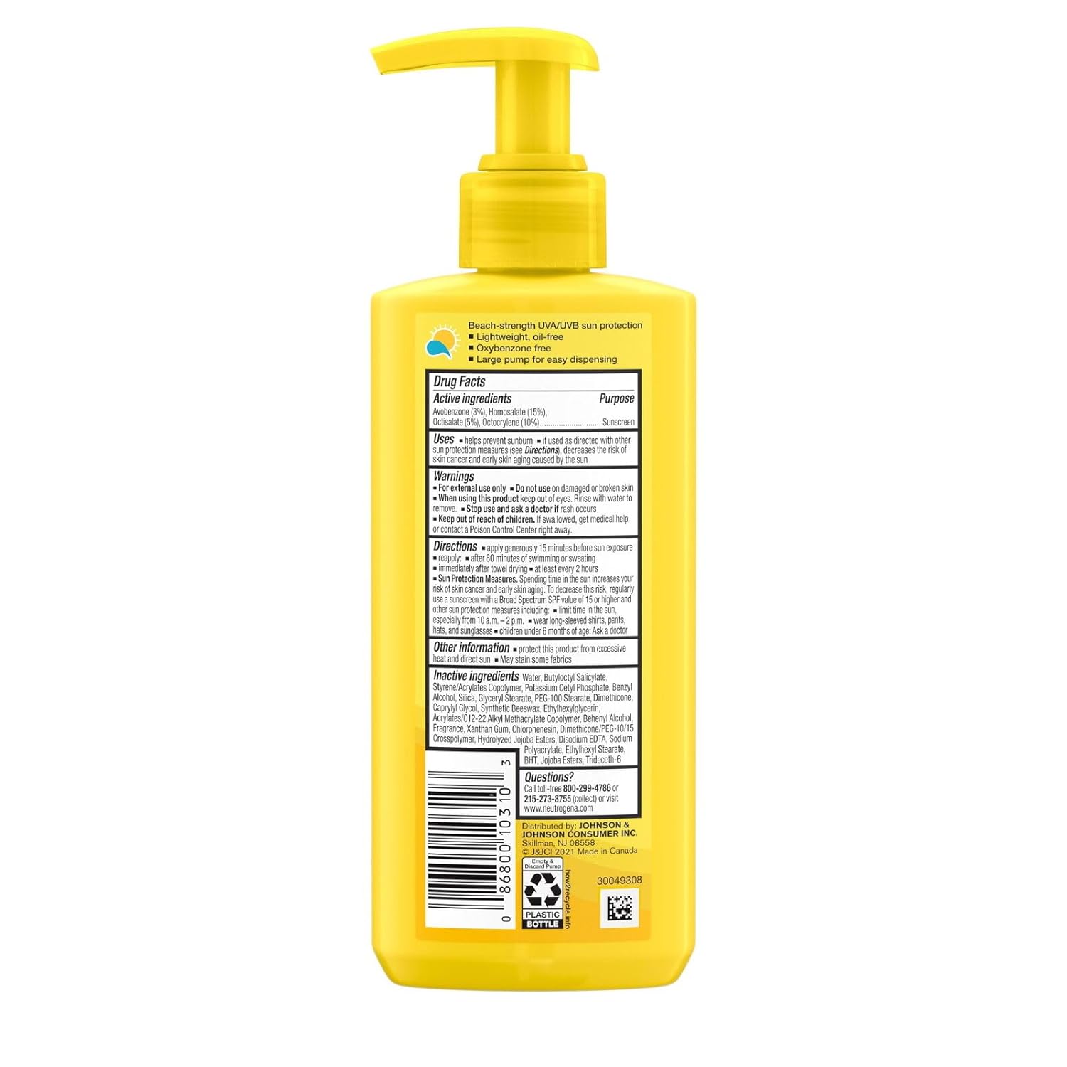 Neutrogena Beach Defense SPF 70 Sunscreen Lotion, Oil-Free, 8.5 oz (Pack of 3)