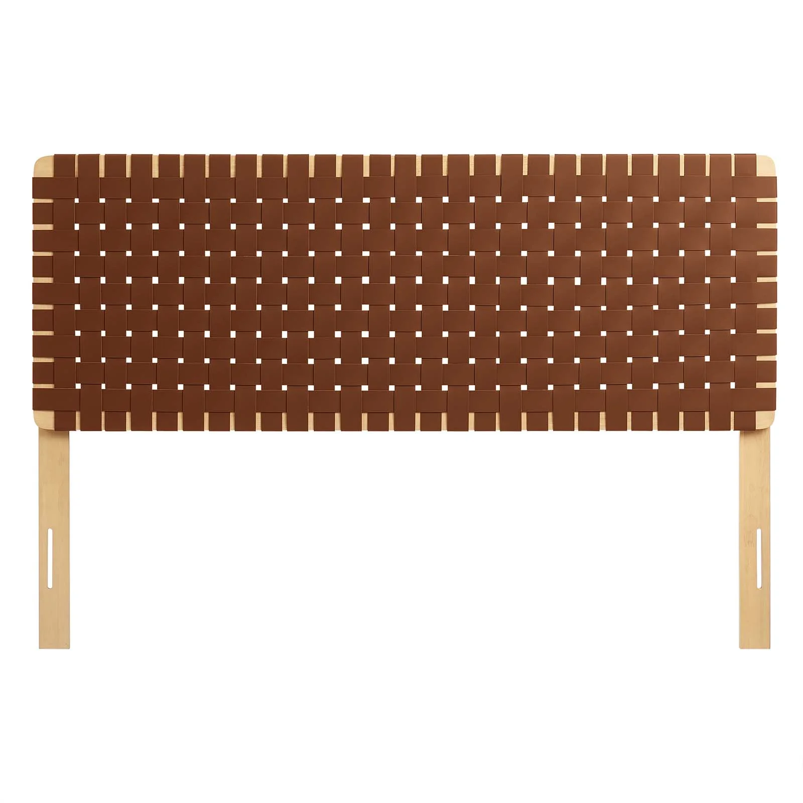 Modway Sparta Weave Queen Vegan Leather Headboard in Natural Brown