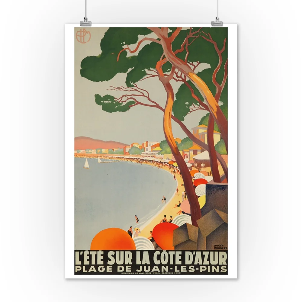 L'Ete sur la Cote d'Azur Vintage Poster (artist: Broders, Roger) France c. 1930 (12x18 Art Print, Wall Decor Travel Poster)