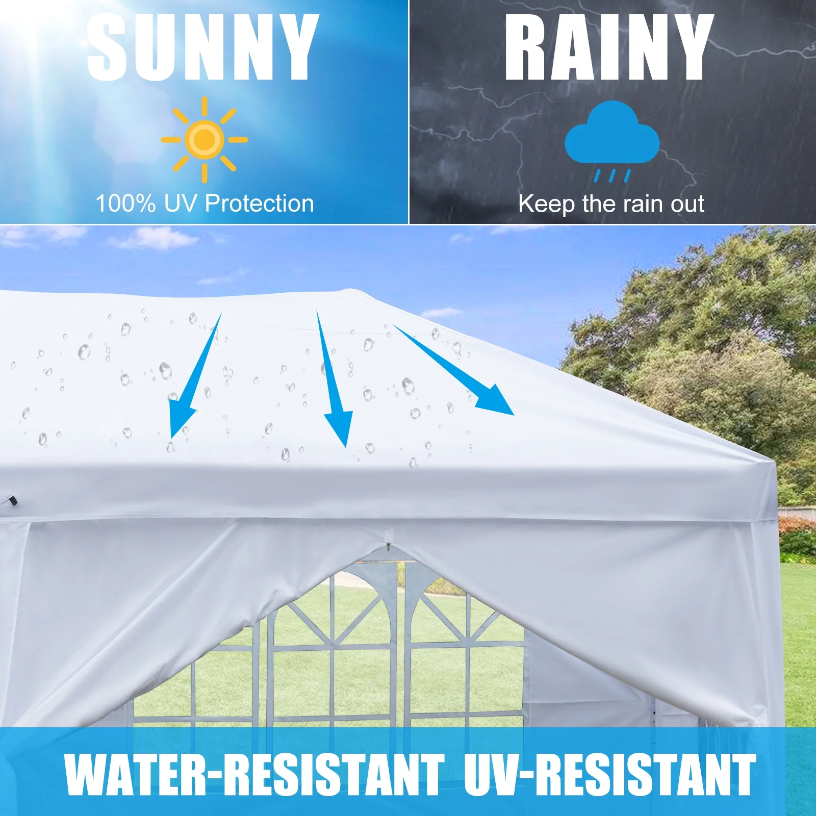 AVAWING 10 x 20 Outdoor Pop-up Canopy Party Tent with Sturdy Frame, Folding Patio Canopy, White