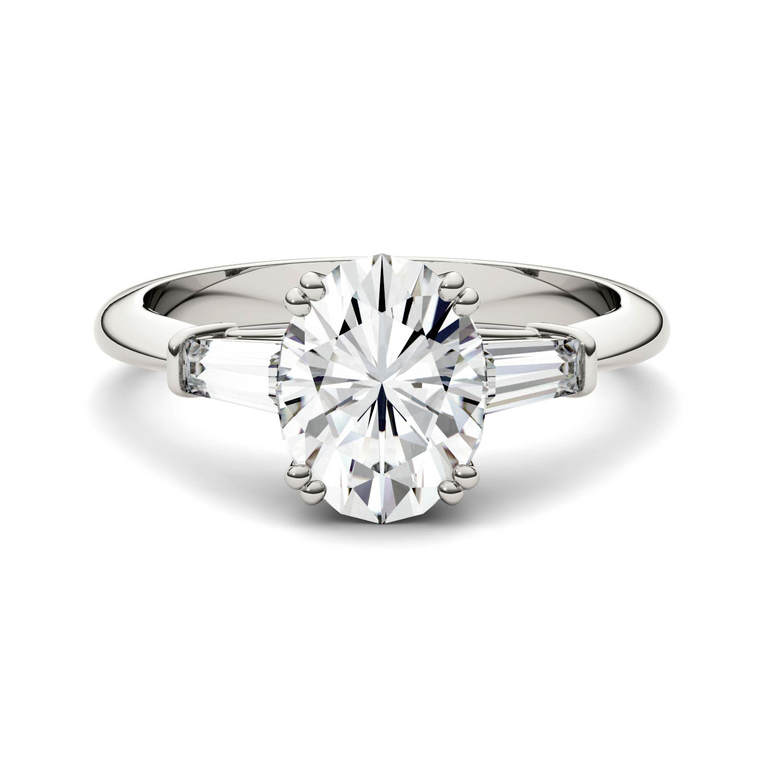 14K White Gold Oval Moissanite by Charles & Colvard Engagement Ring 2.47 DEW