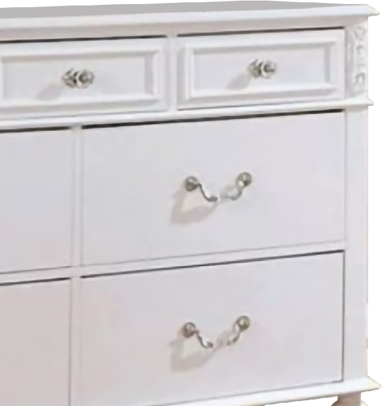 Dresser with 7 Drawers and Crystal Knobs, White
