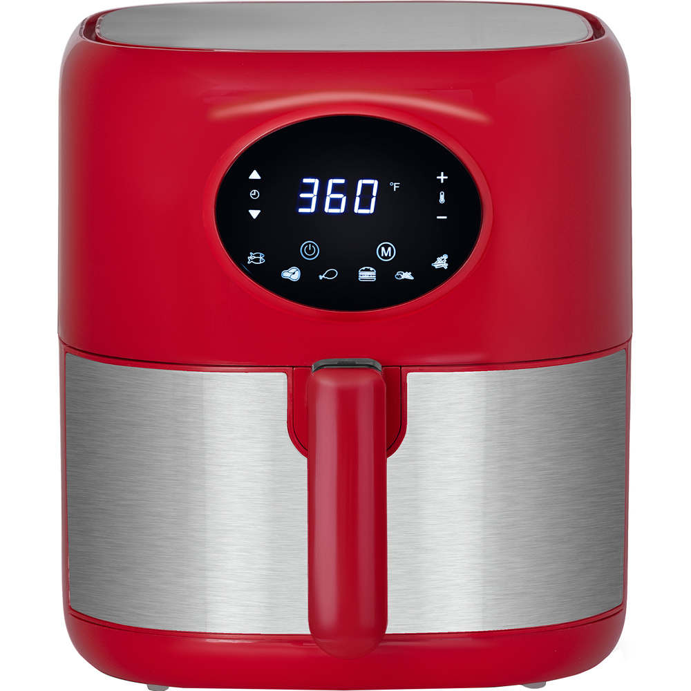 Open Box Deco Chef 3.7QT Digital Air Fryer with 6 Cooking Presets, LED Touch Controls, Adjustable Temperature and Time, Detachable Dishwasher Safe Non-Stick Basket, Red