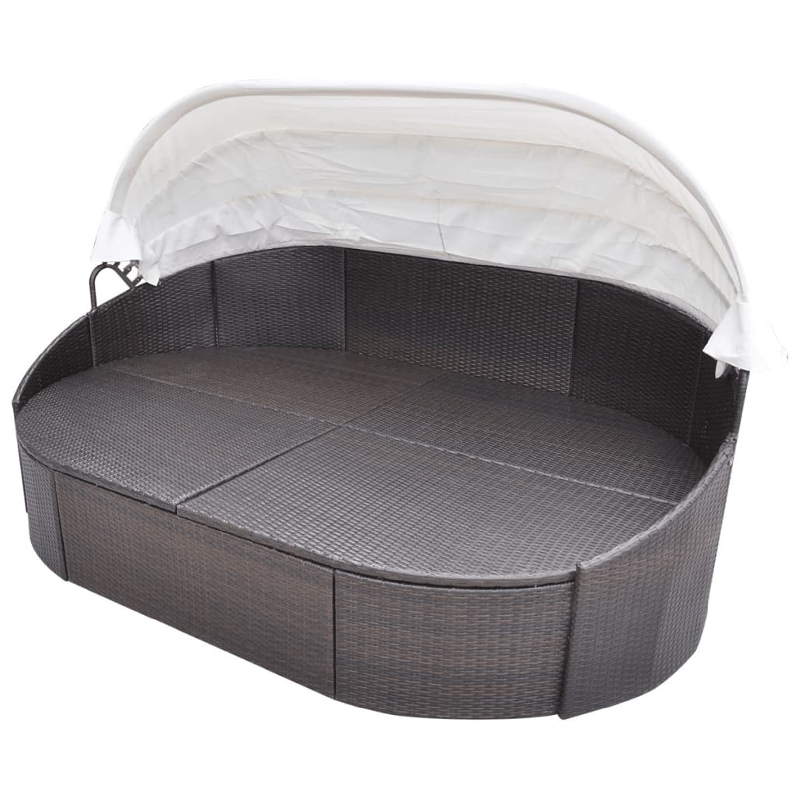 Andoer Patio Bed with Canopy Poly Rattan Brown