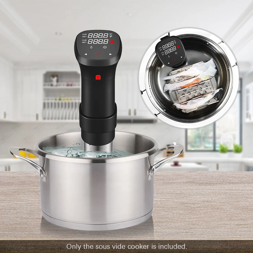 1100W Sous Vide Cooker Waterproof Quiet Cooking Machine With Accurate Temperature Time Control Display Screen Cookbook