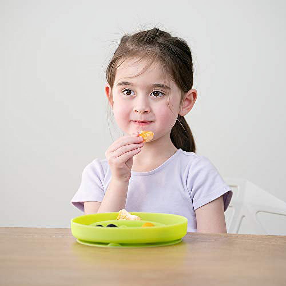 Olababy 100% Silicone Divided Suction Plate for Independent Feeding Baby and Toddler (Kiwi)