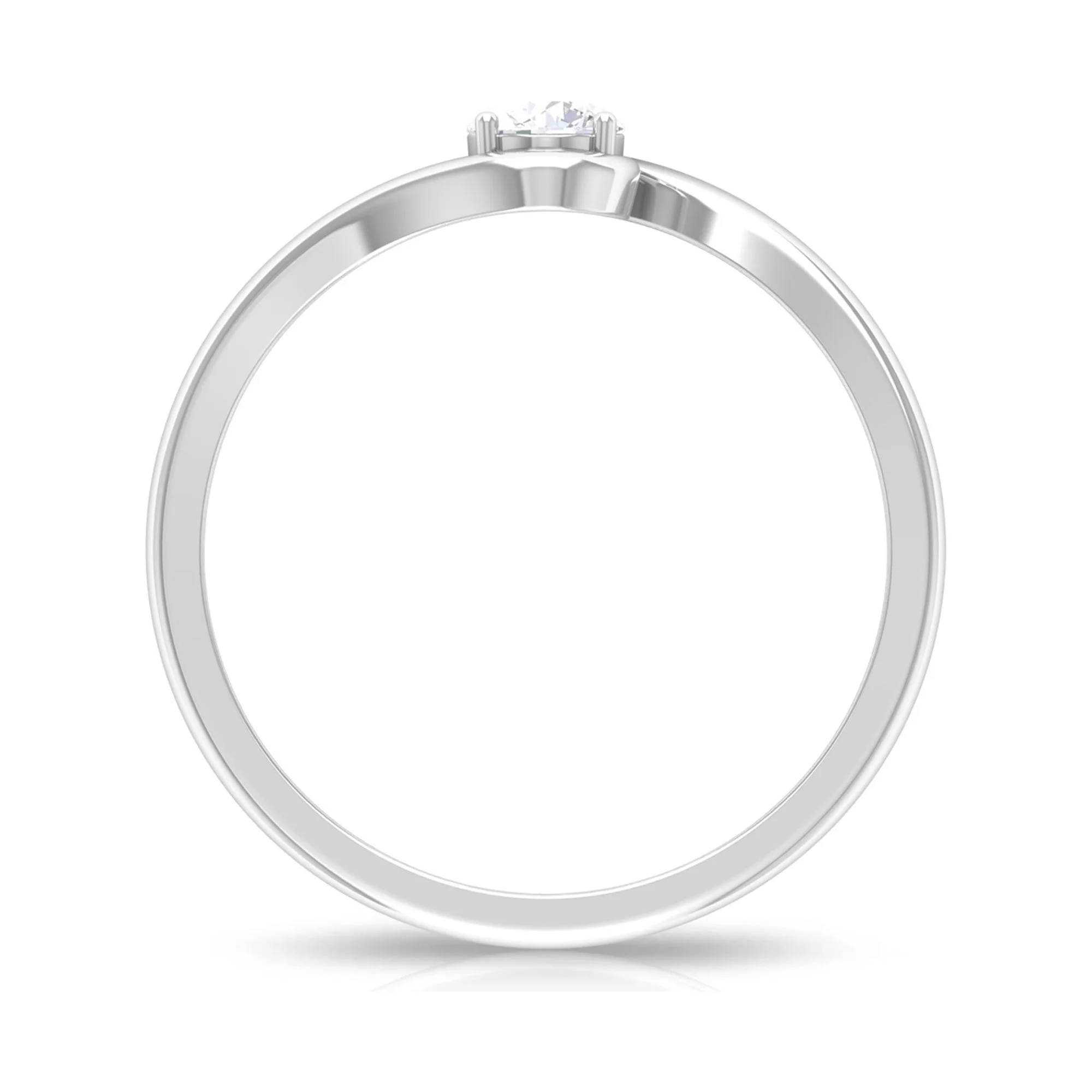 4 MM Round Cut Moissanite Solitaire Bypass Ring in Prong Setting, 925 Sterling Silver, US 4.00