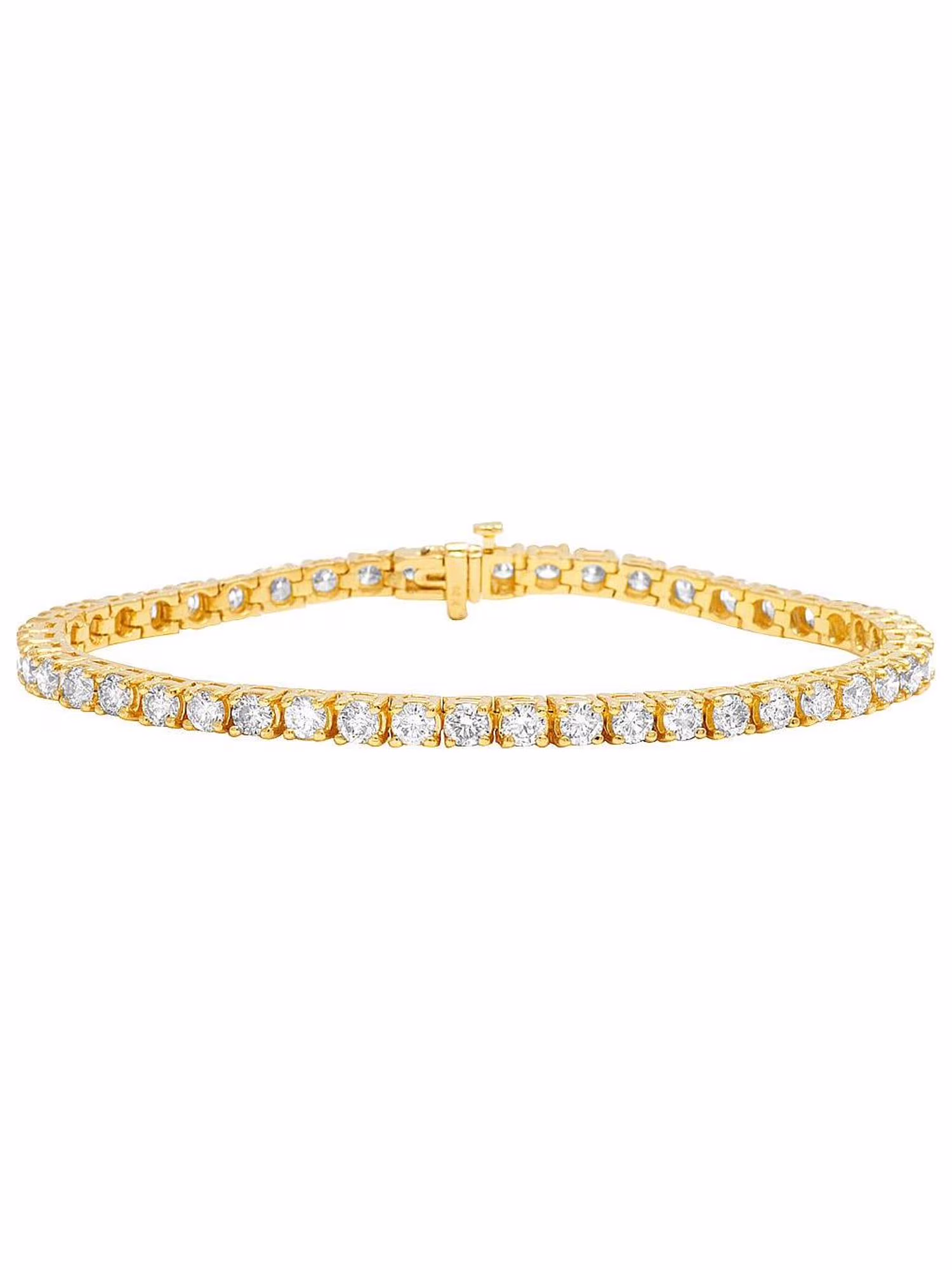 14K Yellow Gold 4MM Tennis Solitaire Diamond Bracelet 9.10CT 8