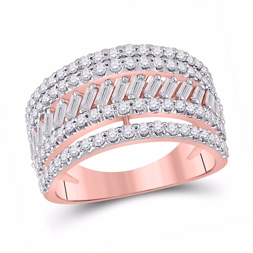 14k Rose Gold Round Diamond Right-Hand Anniversary Ring 1 Cttw