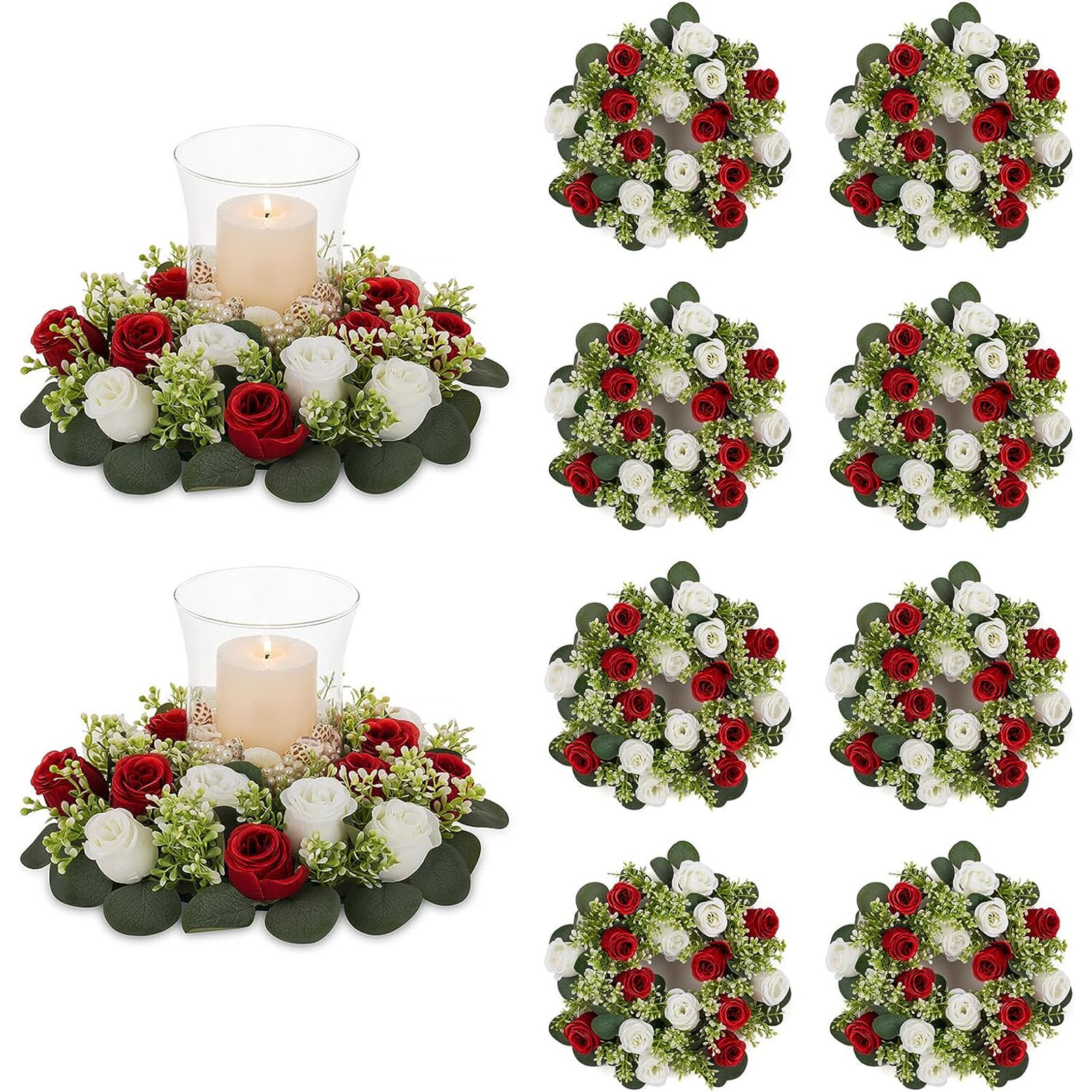 Blosmon Candle Rings Wreaths 6 Pcs 13.4