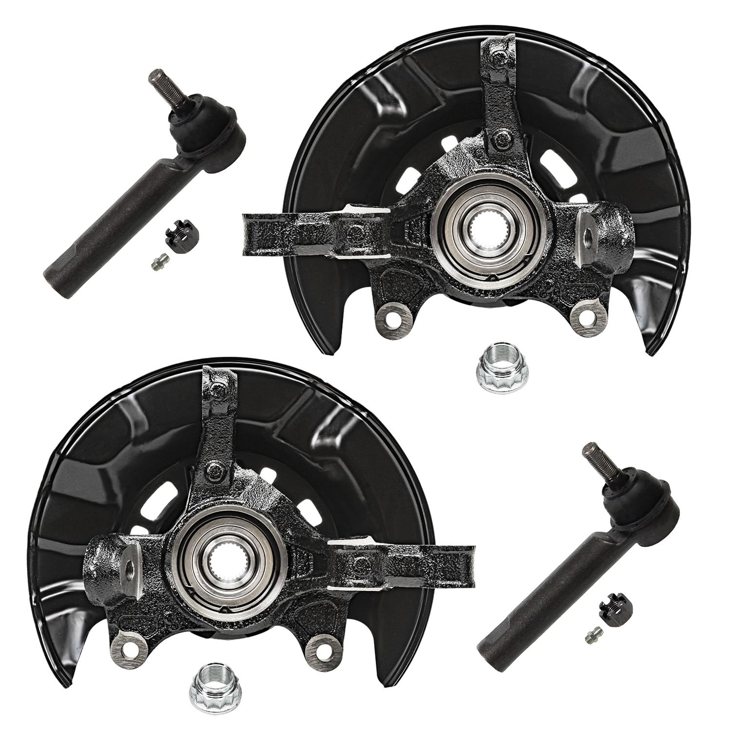Detroit Axle - Front Steering Knuckles & Wheel Hub Bearings + Outer Tie Rod Ends Replacement for 2009-2013 Toyota Corolla Matrix - 4pc Set