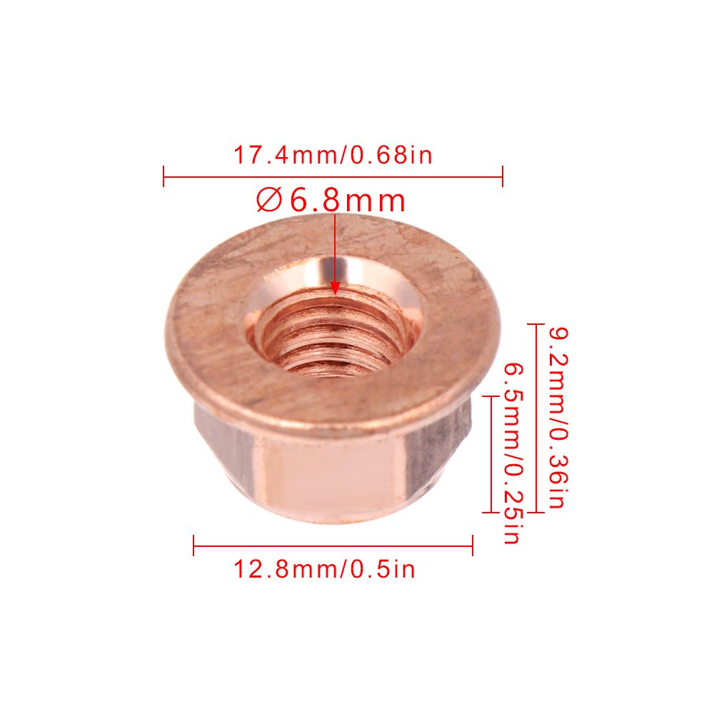 12Pcs Practical Tool High Quality Flashed Exhaust High Temperature Nuts 8mm Nuts Copper M8 Nut
