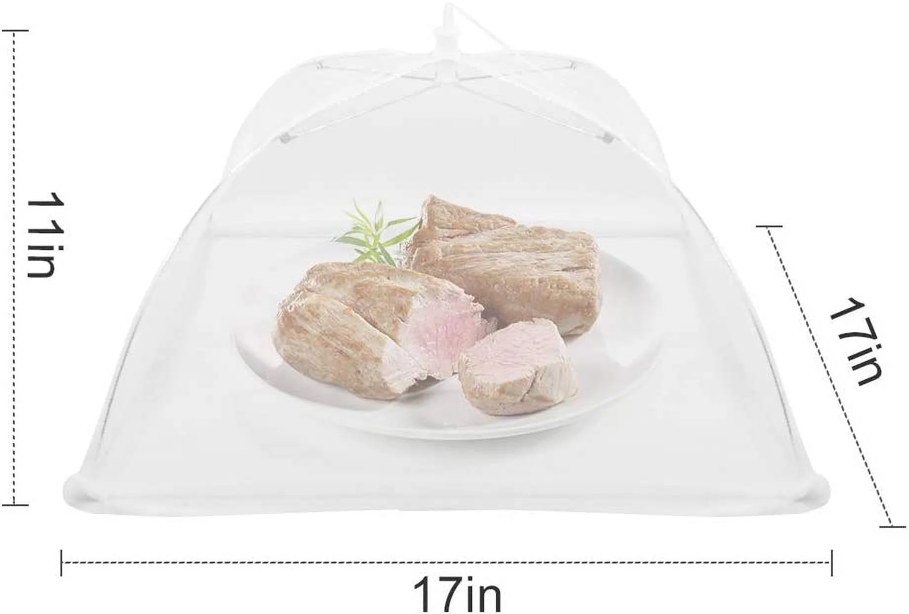 Pop-Up Mesh Screen Food Cover Tent Umbrella, SPANLA 8 Pack Food Cover Net for Outdoors, Screen Tents, Parties Picnics, BBQs, Reusable and Collapsible Reusable and Collapsible,17 Inches M-White