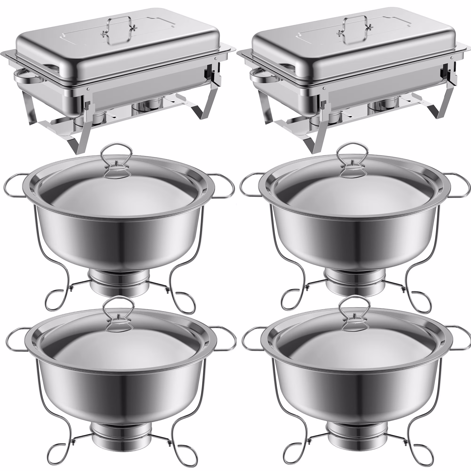 Famistar 6 Pack Stainless Steel Chafing Dish Buffet Warmer Set for Parties, Wedding, Birthday, Holiday