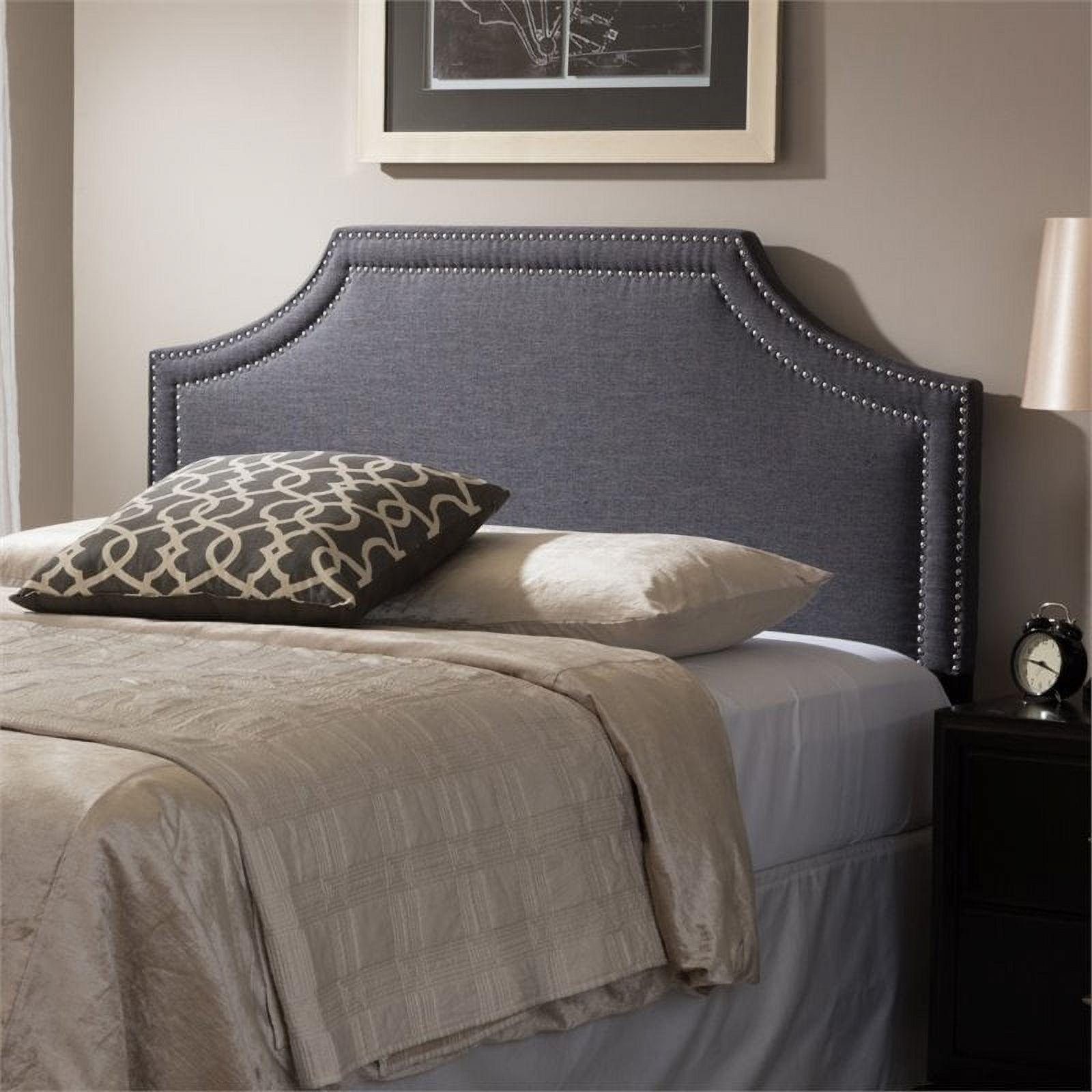Bowery Hill Contemporary Fabric Upholstered King Headboard in Gray