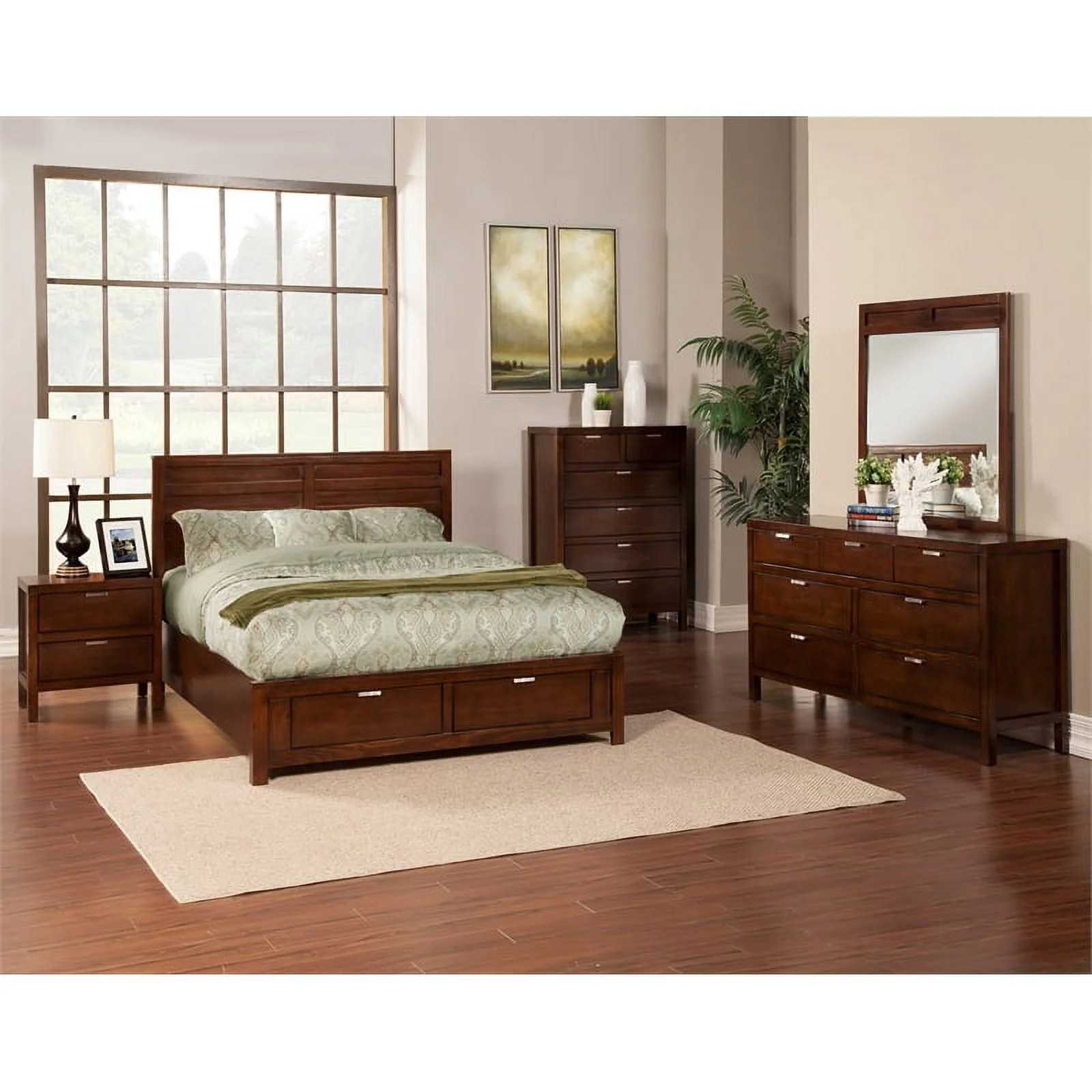 Home Square 3-Piece Set with 2 Nightstands & 7 Drawer Dresser in Cappuccino