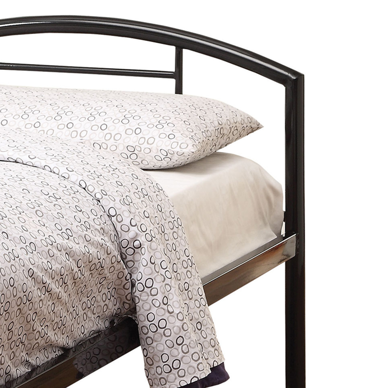 Benzara Tube Shaped Metal Twin Size Bed In Silver-Color:Black