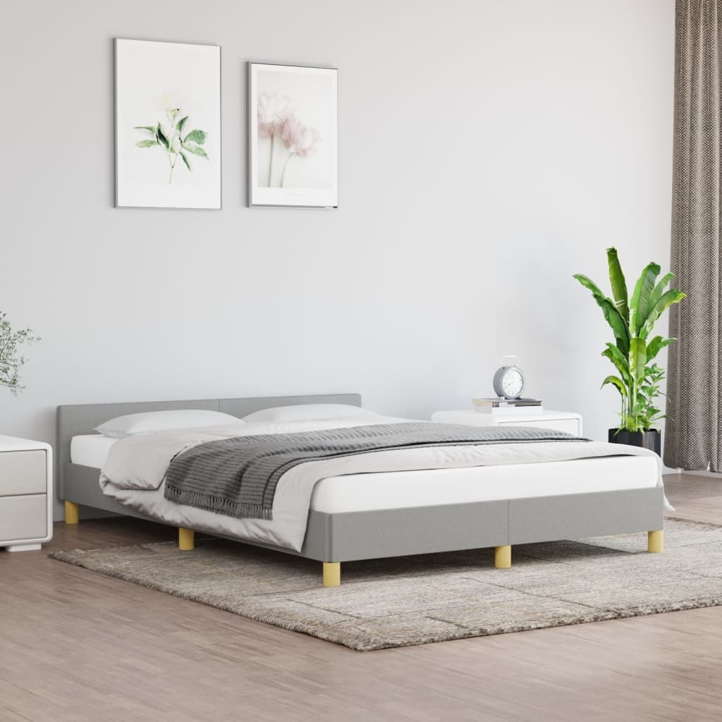 LANTRO JS Bed Frame with Headboard Light Gray 59.8