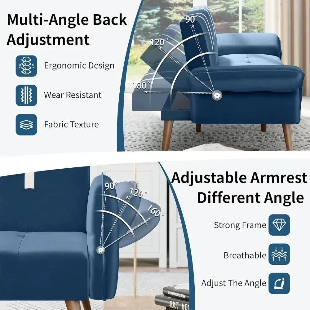 Convertible Sofa Futon Sofa Bed Living Room Sofas Apartment Office Small Space With Adjustable Armrest Backrest Furniture Home