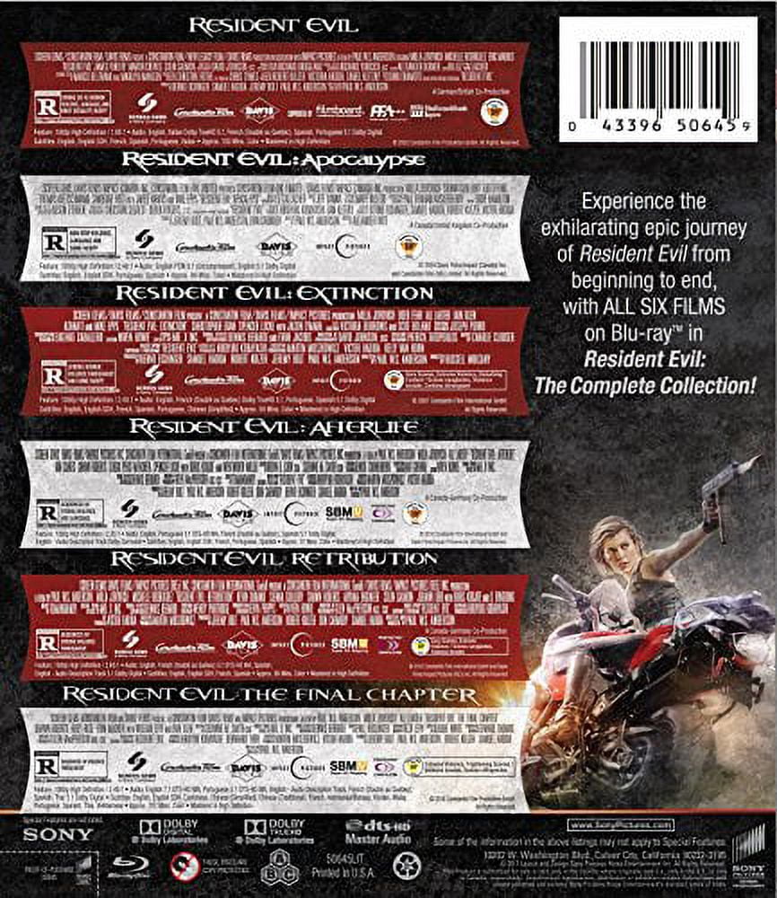 Resident Evil: The Complete Collection (Blu-ray), Sony Pictures, Horror