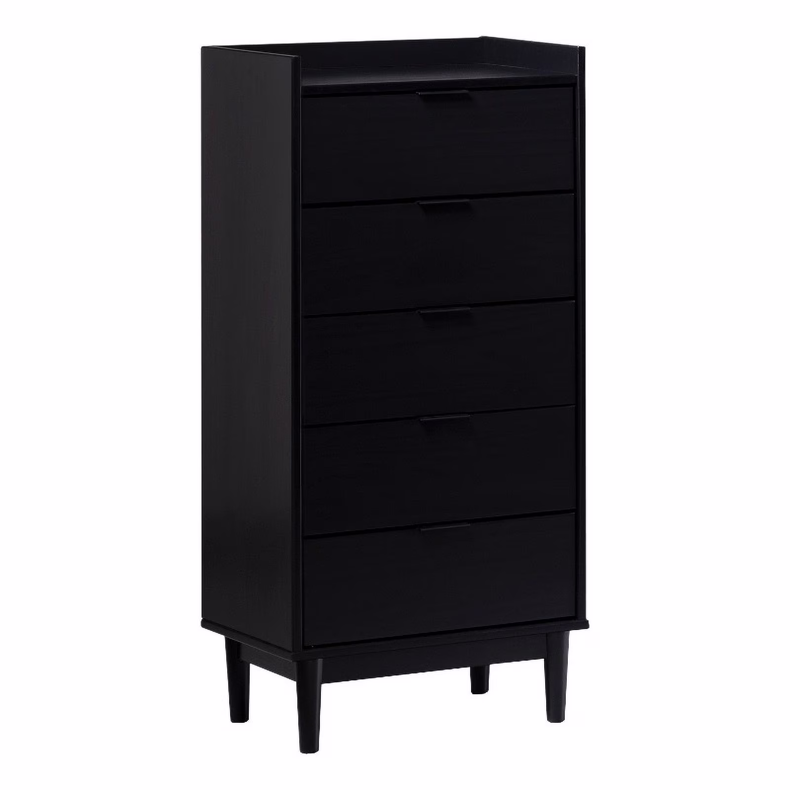 5-Drawer Tall Wood Bedroom Chest Dresser - Black