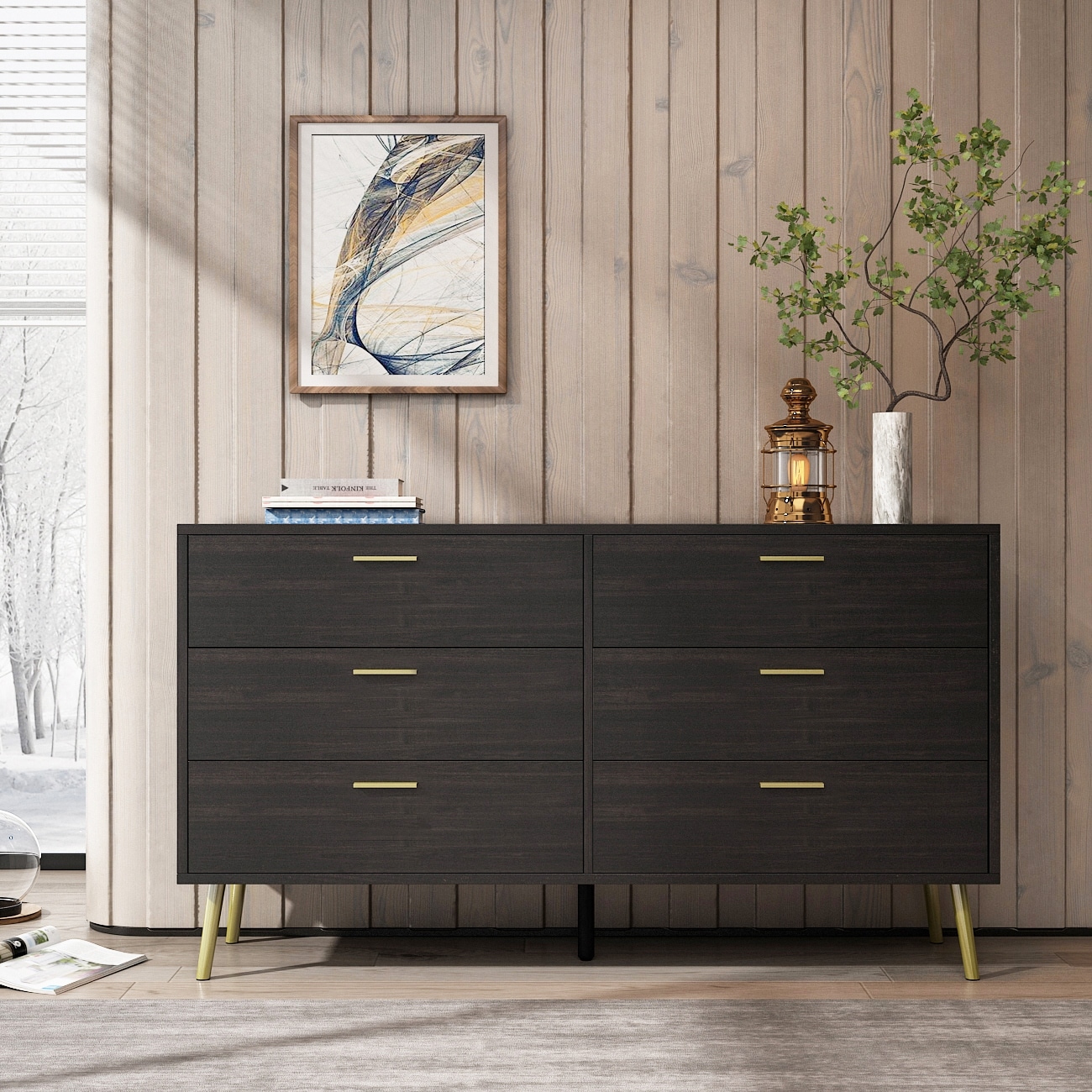 Sideboard Dresser Storage Chest of Drawers for Bedroom Living Room DarkBrown
