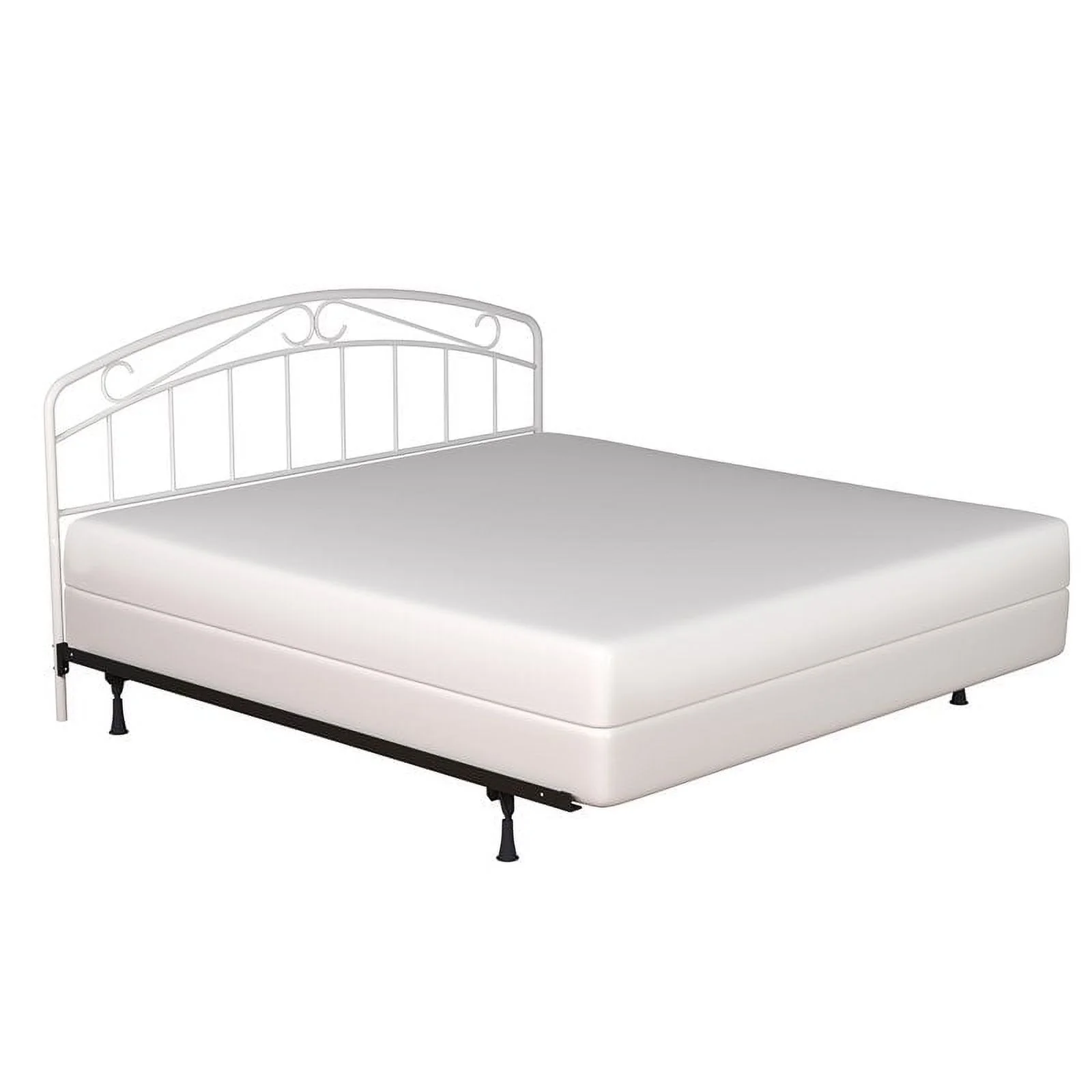 Hillsdale Furniture Jolie Arched Scroll Metal King Headboard in Textured White with Black Metal Bed Frame