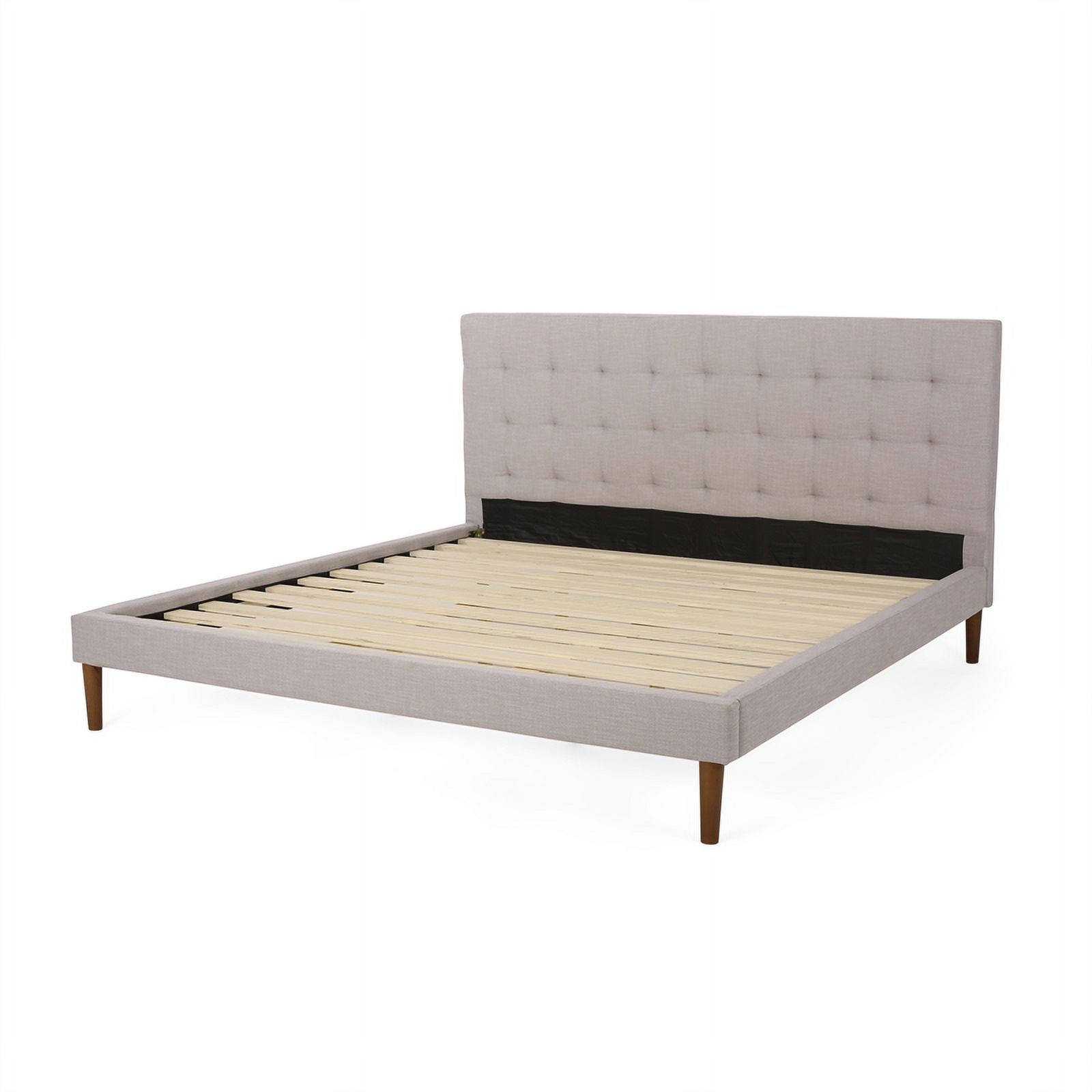 Noble House King Upholstered Bed - Light Gray