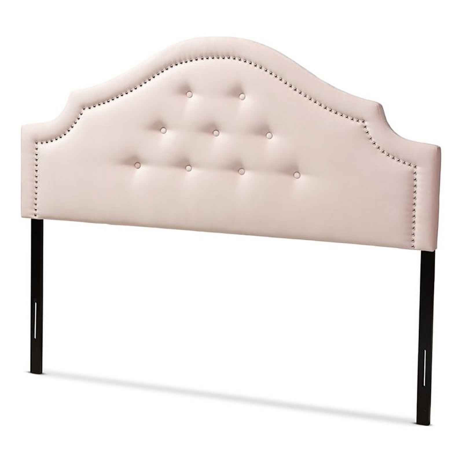 Bowery Hill Modern Velvet Tufted and Full Headboard in Light Pink